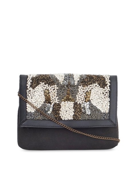 

Diwaah Black & Grey Embellished Sling Bag
