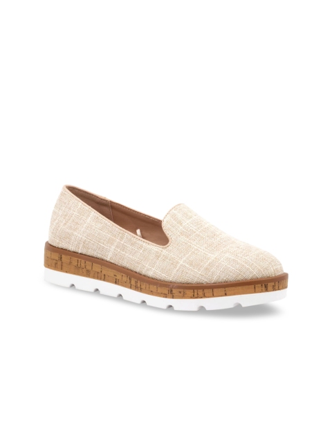 

London Rag Women Beige Slip-On Suede Sneakers