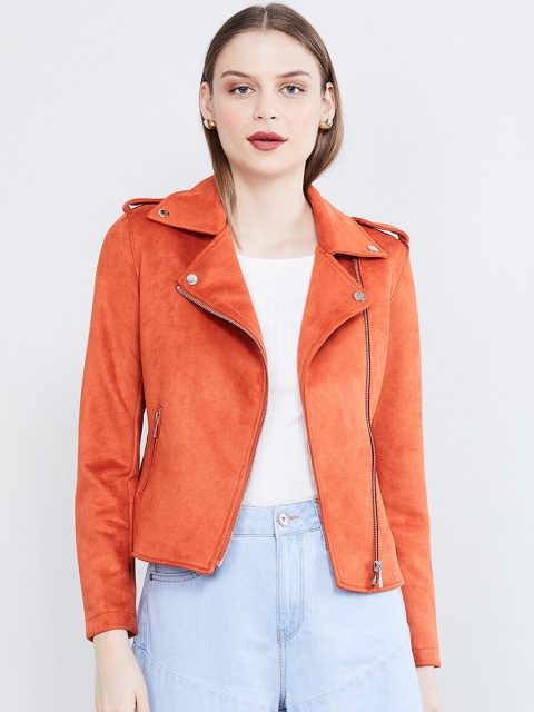 

max Women Orange Solid Tailored Jacket