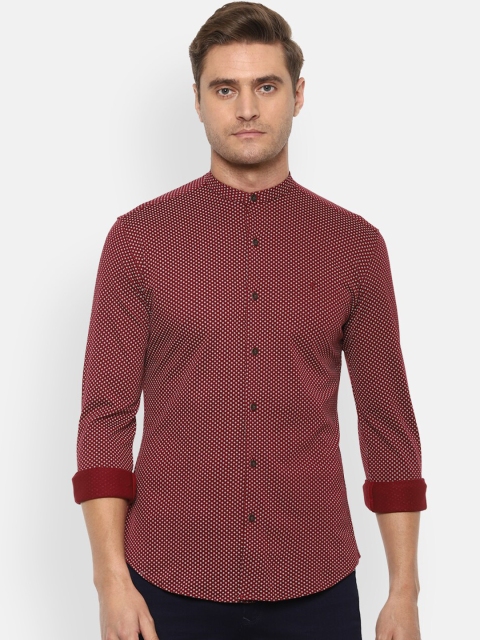 

Van Heusen Sport Men Maroon & Off-White Slim Fit Printed Casual Shirt