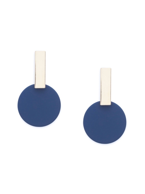 

Globus Blue & Gold-Plated Geometric Drop Earrings