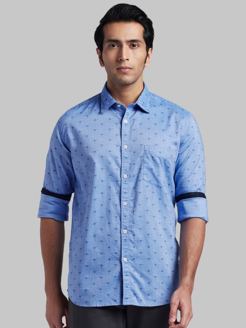 

Parx Men Blue Slim Fit Printed Casual Shirt