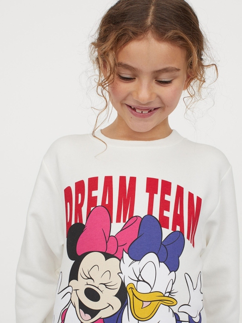 

H&M Girls White Printed sweatshirt