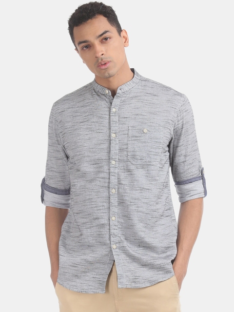 

Cherokee Men Grey Regular Fit Striped Casual Shirt