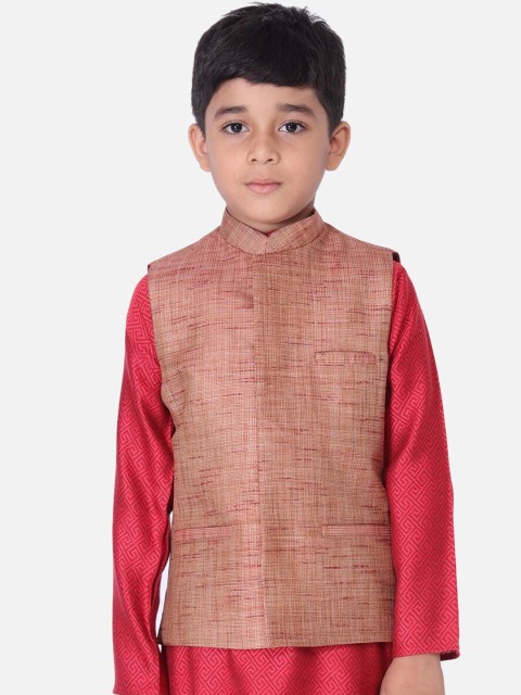 

TABARD Boys Maroon Solid Nehru Jacket