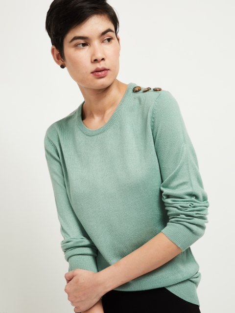 

max Women Green Solid Pullover Sweater