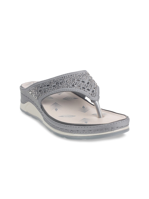 

STEPpings Women Grey Embellished Sandals