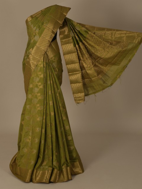 

Pothys Olive Green & Gold-Toned Jute Silk Woven Design Saree