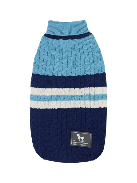 

Heads Up For Tails Blue Striped Cable Knit Dog Sweater