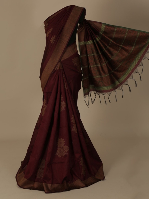 

Pothys Maroon Woven Design Jute Silk Saree