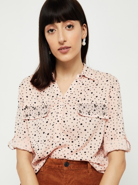 

max Women Pink Printed Shirt Style Top