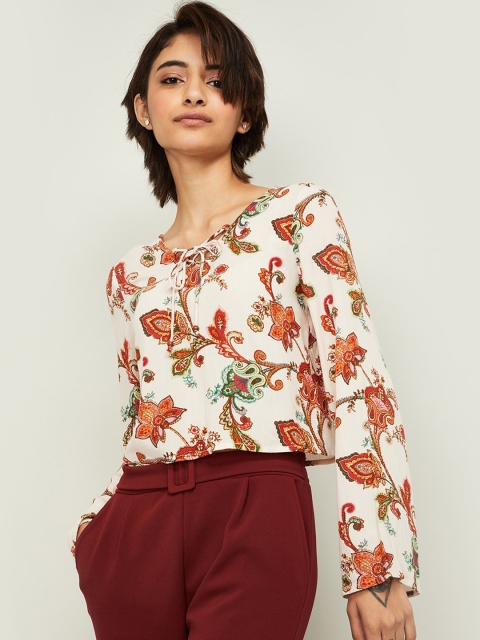 

Ginger by Lifestyle Women White Printed Top