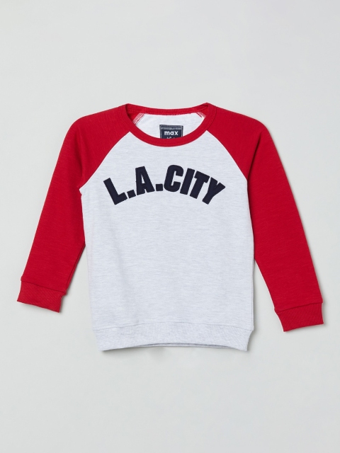 

max Boys White & Red Printed Sweatshirt