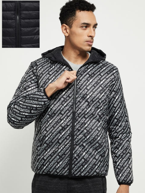 

max Men Black Printed Reversible Padded Jacket