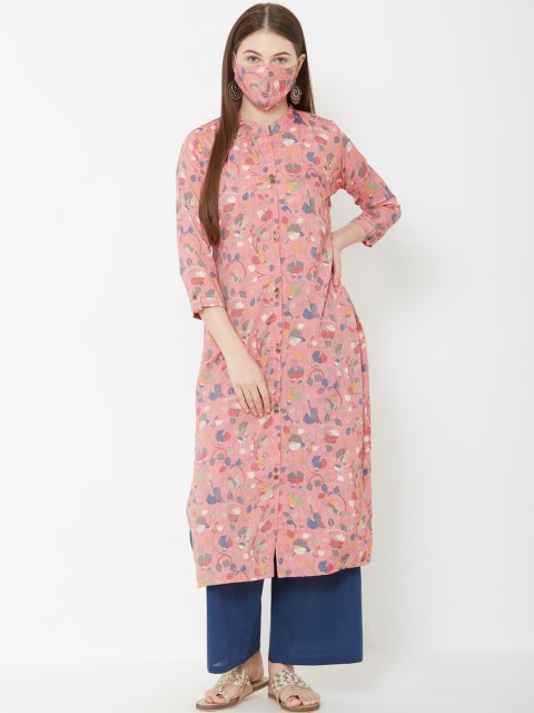 

FASHOR Women Pink Printed A-Line Kurta