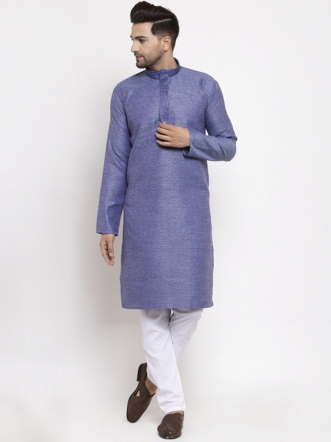

Jompers Men Blue & White Printed Kurta with Pyjamas