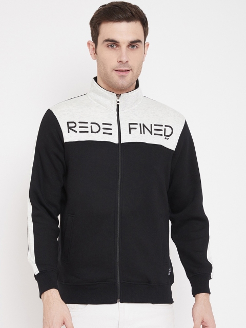 

NEVA Men Black & White Colourblocked Sweatshirt
