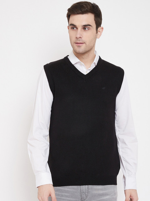 

NEVA Men Black Solid Sweater Vest