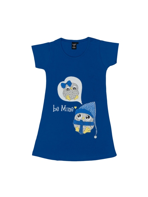 

Todd N Teen Girls Blue & Grey Printed Nightdress