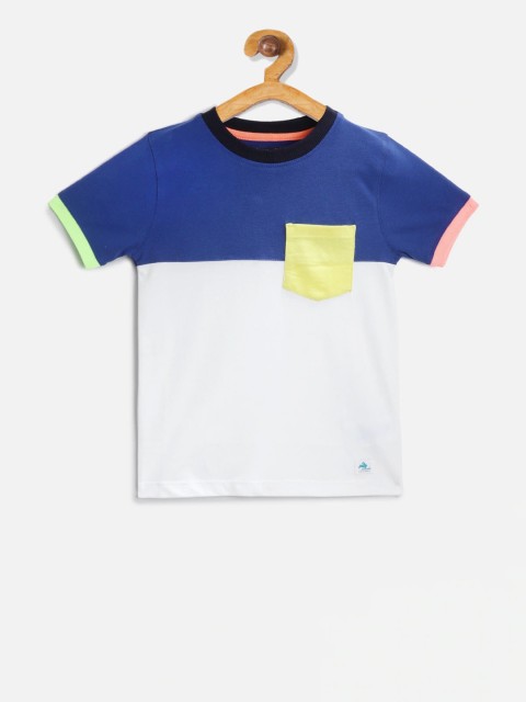 

Cherry Crumble Boys White Colourblocked Round Neck T-shirt