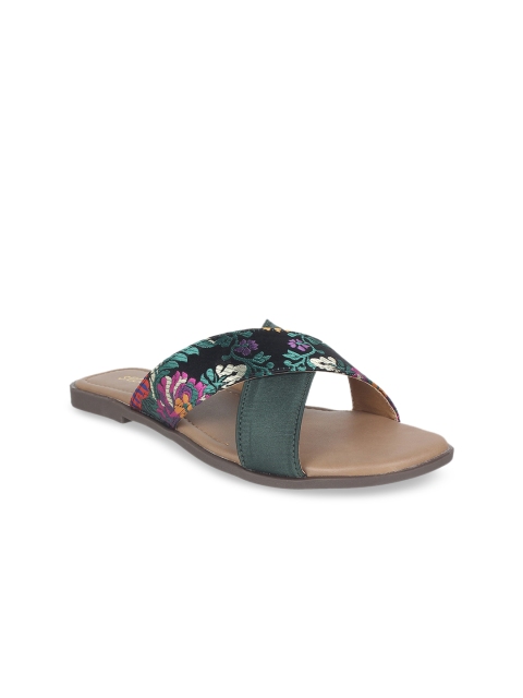 

STEPpings Women Green Printed Open Toe Flats