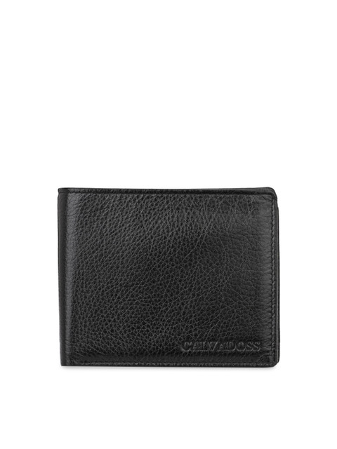 

Calvadoss Men Black Solid Genuine Leather Sustainable Two Fold Wallet