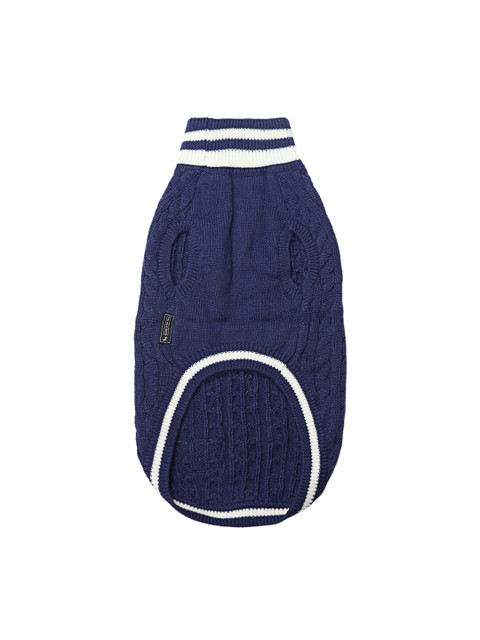 

Heads Up For Tails Navy Blue & White Cable Knit Dog Sweater