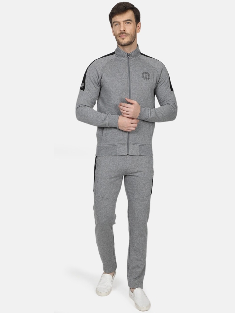 

rock.it Men Grey-Melange Solid Track Suit