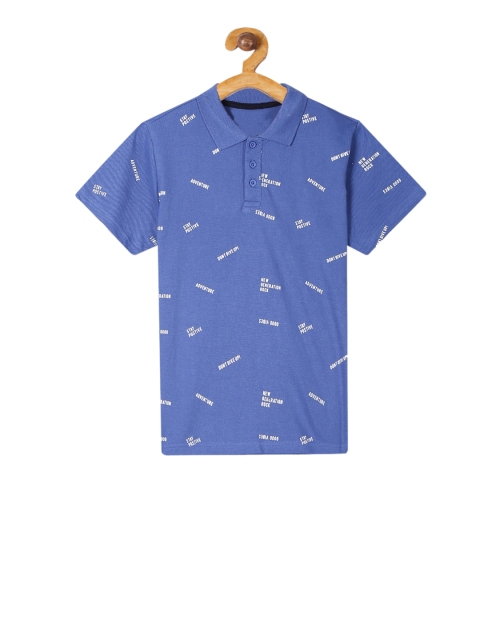 

Cherokee Boys Blue Printed Polo Collar T-shirt