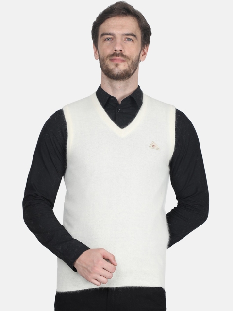 

Monte Carlo Men White Solid Sweater Vest