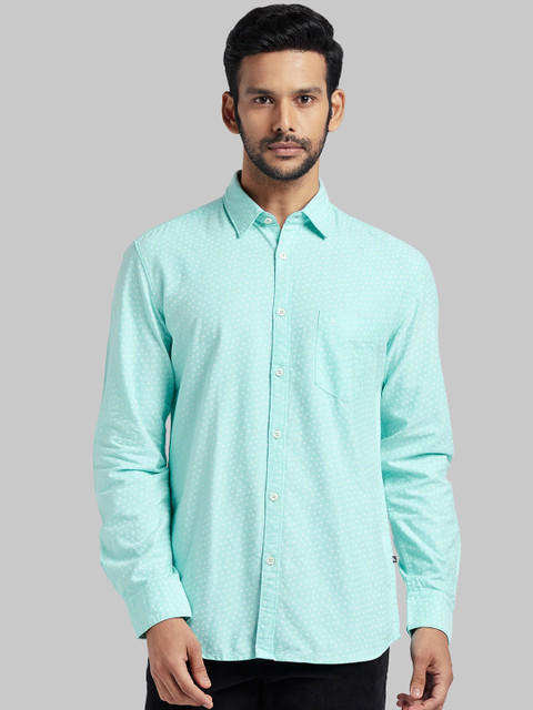 

Parx Men Sea Green & White Slim Fit Printed Casual Shirt