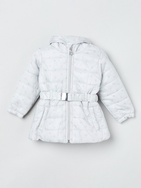 

max Girls Grey & Pink Printed Padded Jacket