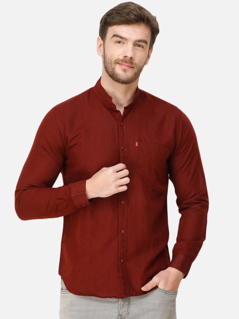 

COLVYNHARRIS JEANS Men Maroon Slim Fit Solid Casual Shirt