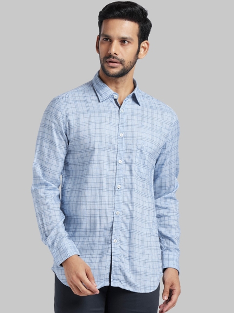 

Parx Men Blue Slim Fit Checked Casual Shirt
