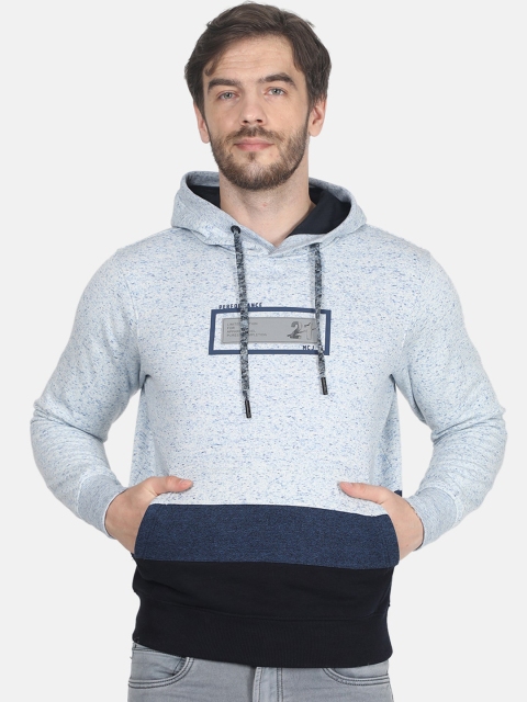 

Monte Carlo Men Blue & Black Colourblocked Hooded Sweatshirt