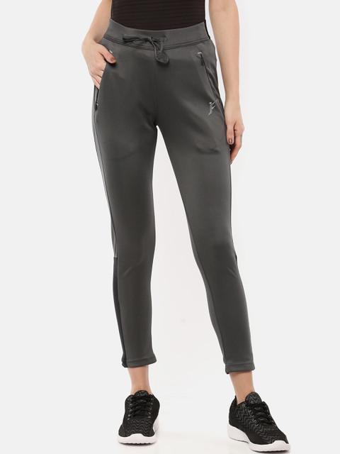 

FINO Women Grey Solid Brand Logo Printed Track Pant