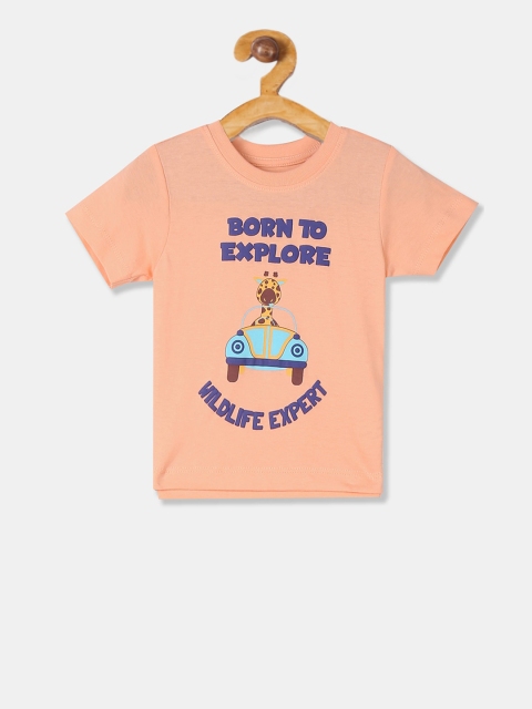

Donuts Boys Peach-Coloured Printed Round Neck T-shirt