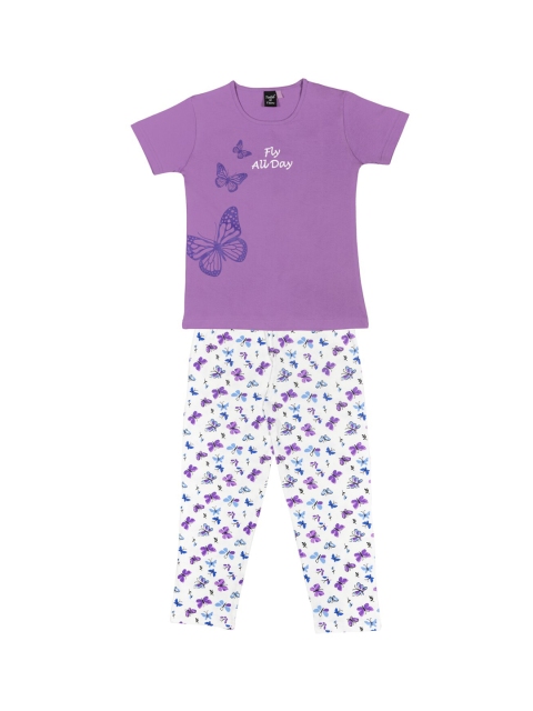 

Todd N Teen Girls Mauve & White Printed Night Suit