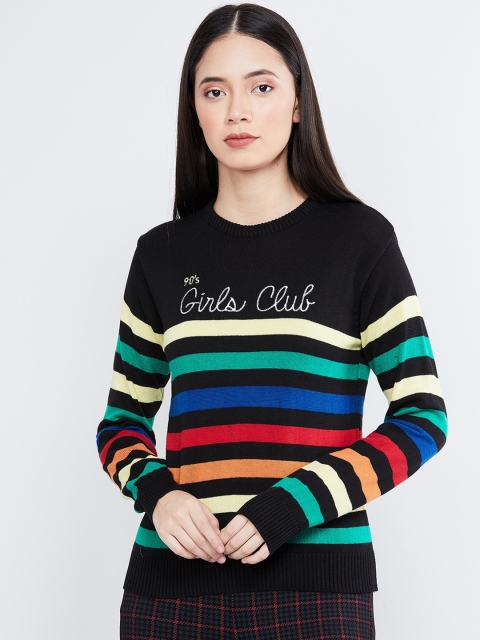 

max Women Black Striped Sweater