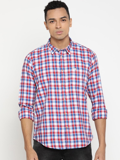 

Pepe Jeans Men Red & Blue Regular Fit Checked Casual Shirt
