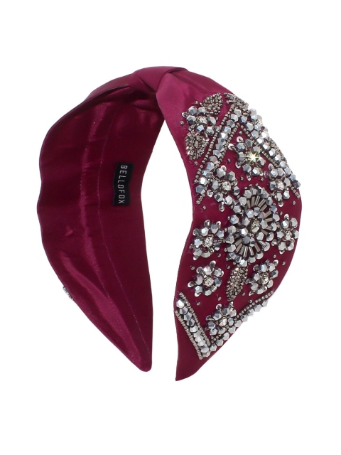 

Bellofox Women Burgundy & White Embellished Juni Luxe Headband