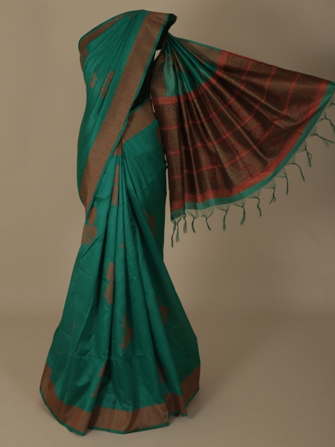 

Pothys Green Woven Design Jute Silk Saree
