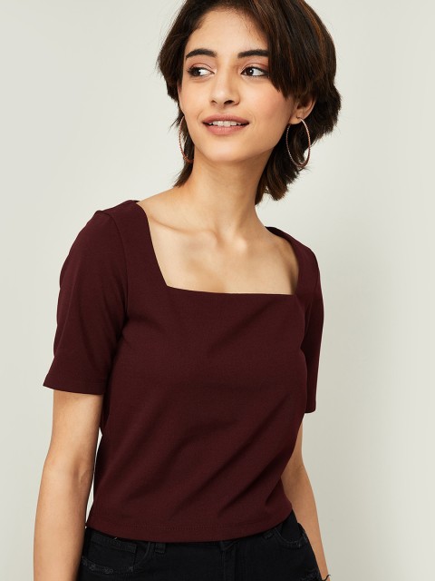

Ginger by Lifestyle Women Maroon Solid Top