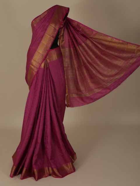 

Pothys Magenta & Gold-Toned Jute Silk Woven Design Saree