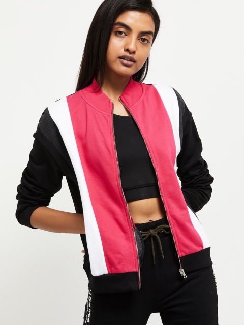 

max Women Black & Pink Colourblocked Sporty Jacket