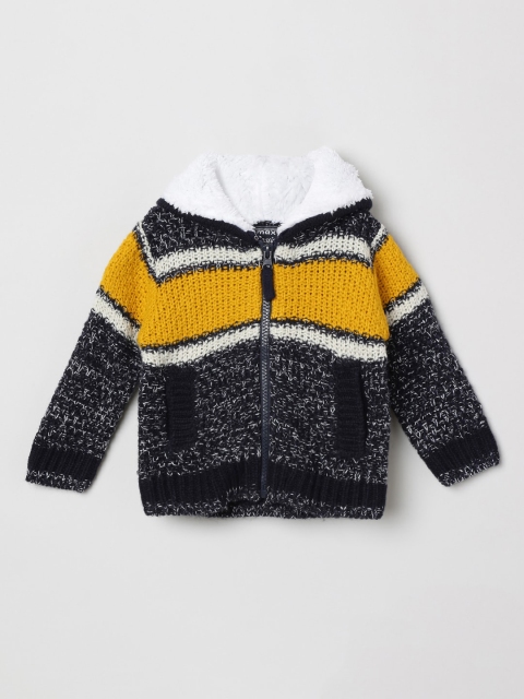 

max Infant Boys Black & Yellow Colourblocked Cardigan
