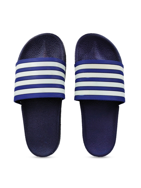 

Pampy Angel Men Navy Blue & White Striped Sliders