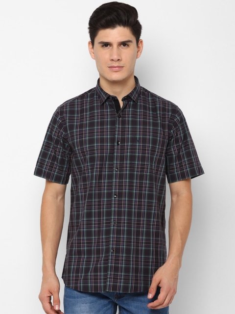 

Allen Solly Men Black & Blue Slim Fit Checked Casual Shirt