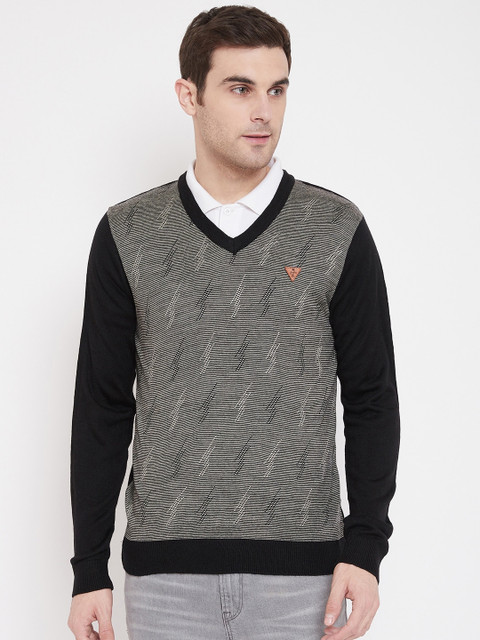 

NEVA Men Grey Self Design Pullover Sweater