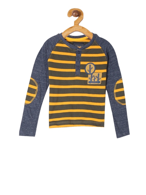

Cherokee Boys Grey Striped Henley Neck T-shirt